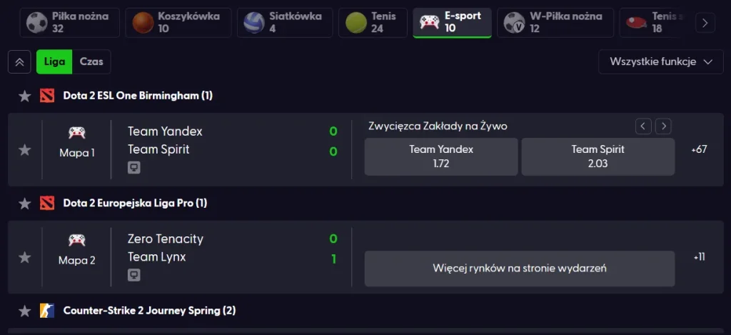 Zakłady e-sportowe w Spinoloco